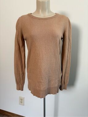 Barbour Pendle Crew Knit Camel Sweater Long Sleeves Size 6